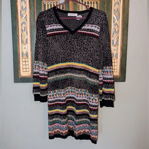 Anthropologie Aldomartins Viviana Striped Leopard Sweater Dress size small